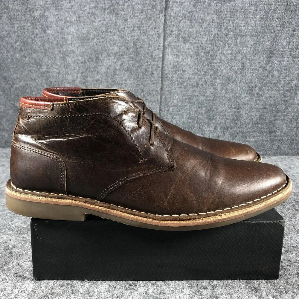 Steve Madden Boots‎ Mens Size 10 Dark Brown Leather Heston Chukka Lace Up 983